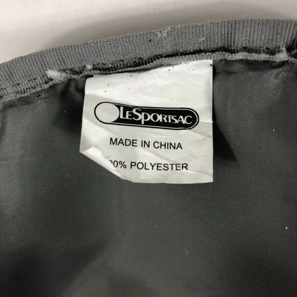 Vibrant LeSportsac Crossbody Pouch Bag Black Floral Multi-Zip Travel Shoulder - Picture 6 of 10